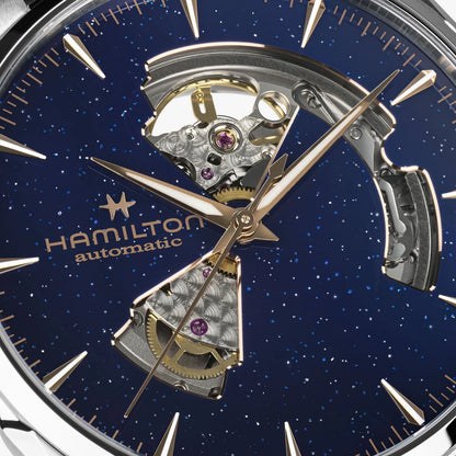 Hamilton Jazzmaster Open Heart Auto, Azul, Correa Piel — Caballero