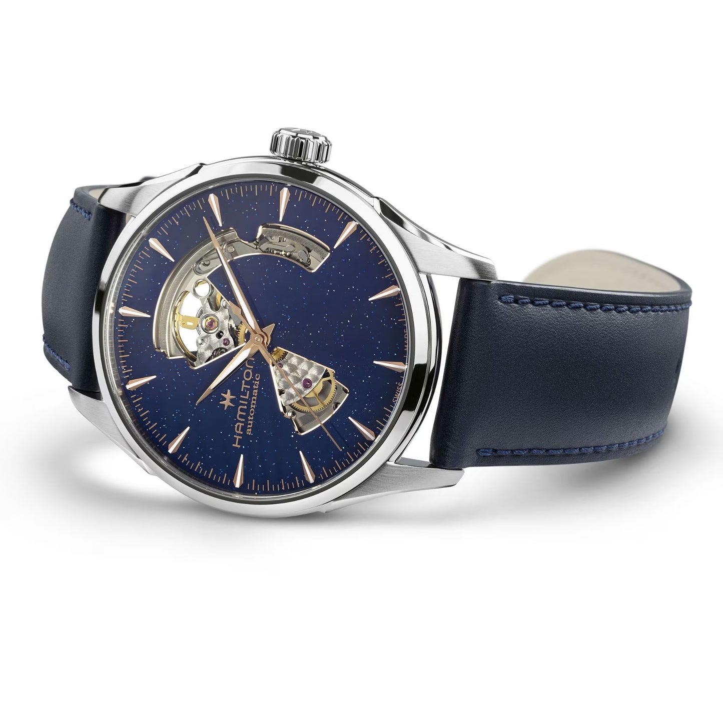 Hamilton Jazzmaster Open Heart Auto, Azul, Correa Piel — Caballero
