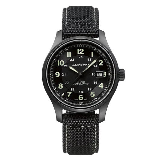 Hamilton Khaki Field Titanium Auto, PVD Negro — Caballero