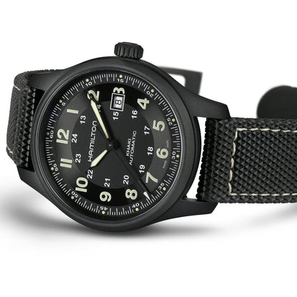 Hamilton Khaki Field Titanium Auto, PVD Negro — Caballero