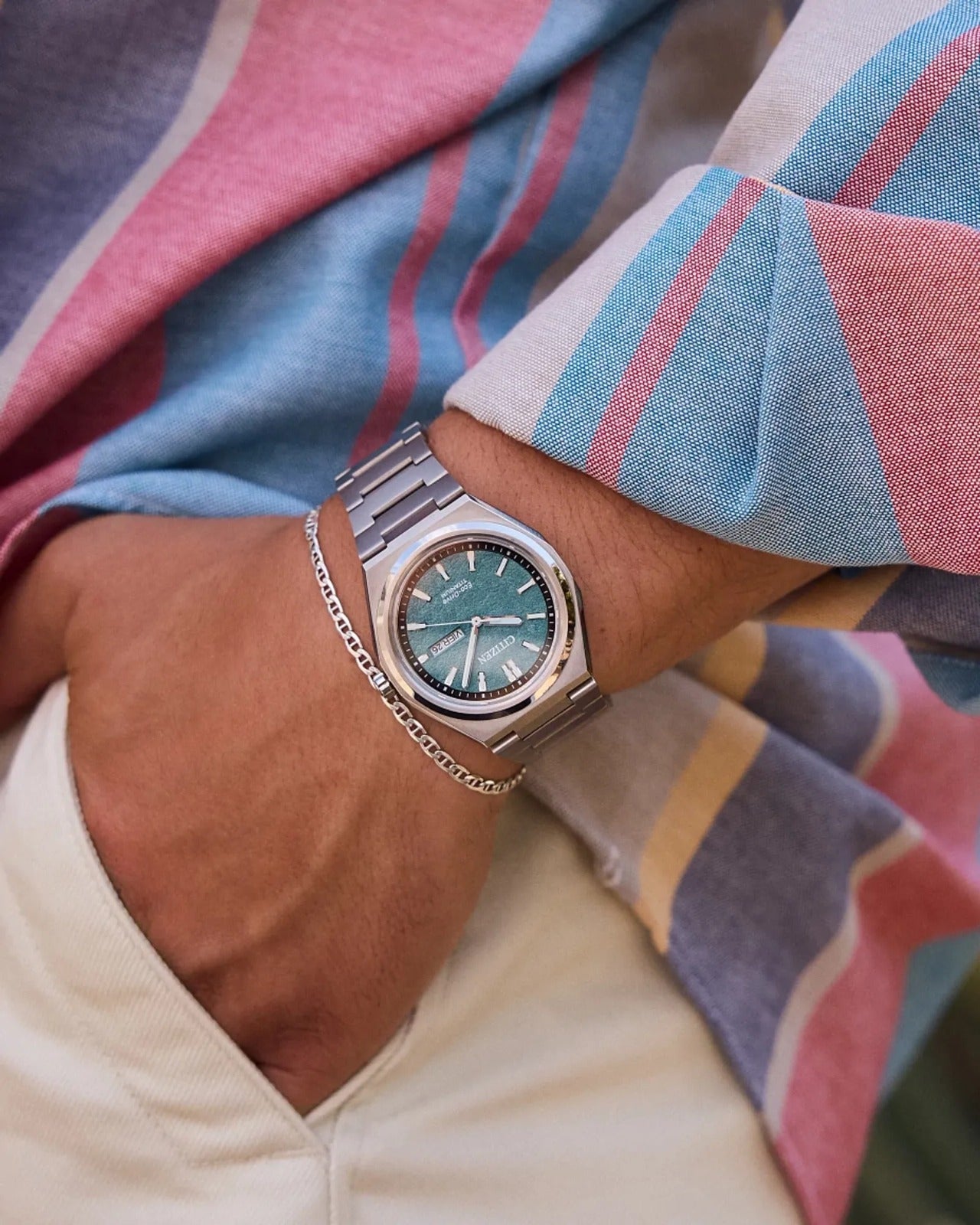 Citizen Súper Titanio Eco-Drive, Carátula Verde — Caballero