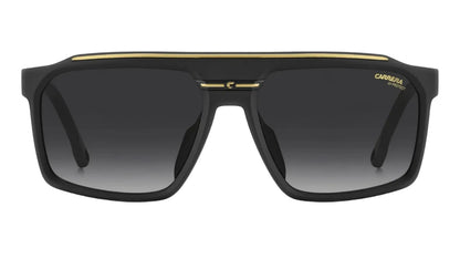 Carrera Negro Mate, Lente Gris Degradado, Franja Dorada — Caballero