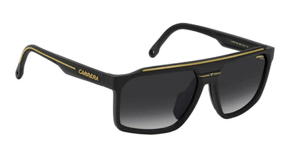 Carrera Negro Mate, Lente Gris Degradado, Franja Dorada — Caballero