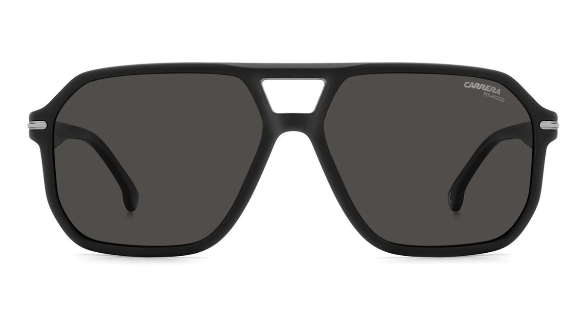 Carrera Aviador Negro Mate, Lente Gris Polarizado — Caballero