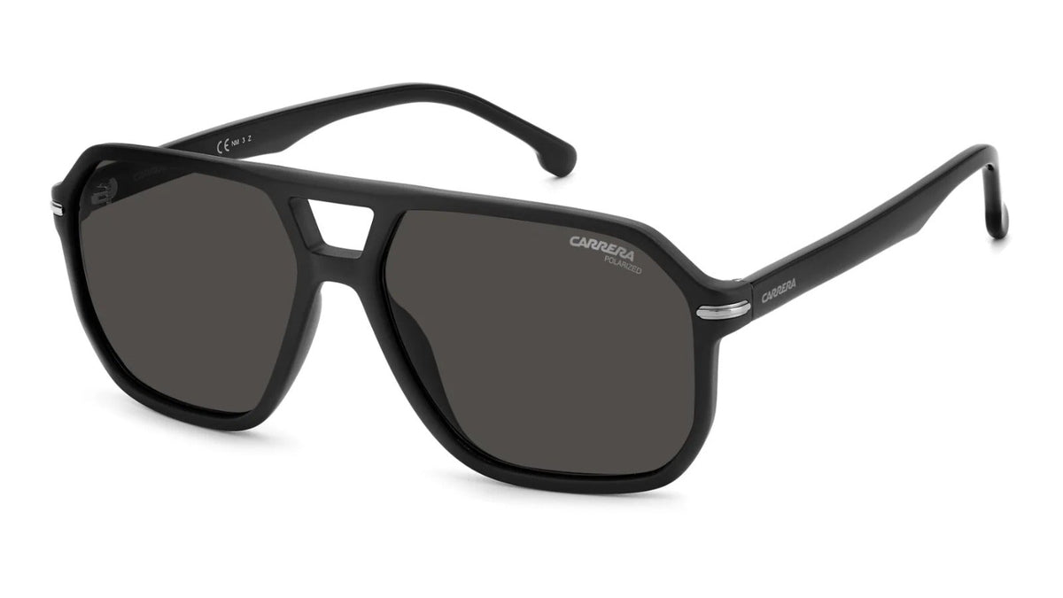 Carrera Aviador Negro Mate, Lente Gris Polarizado — Caballero
