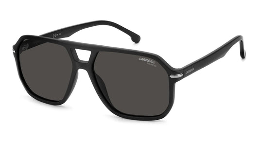 Carrera Aviador Negro Mate, Lente Gris Polarizado — Caballero