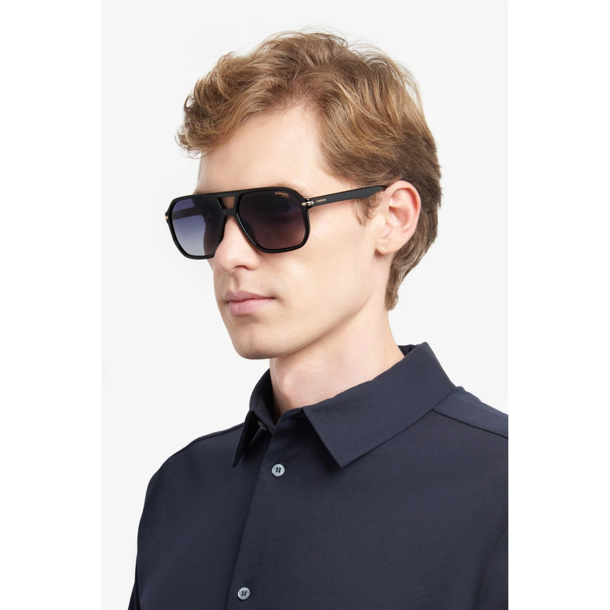 Carrera Aviador Negro Mate, Lente Gris Polarizado — Caballero