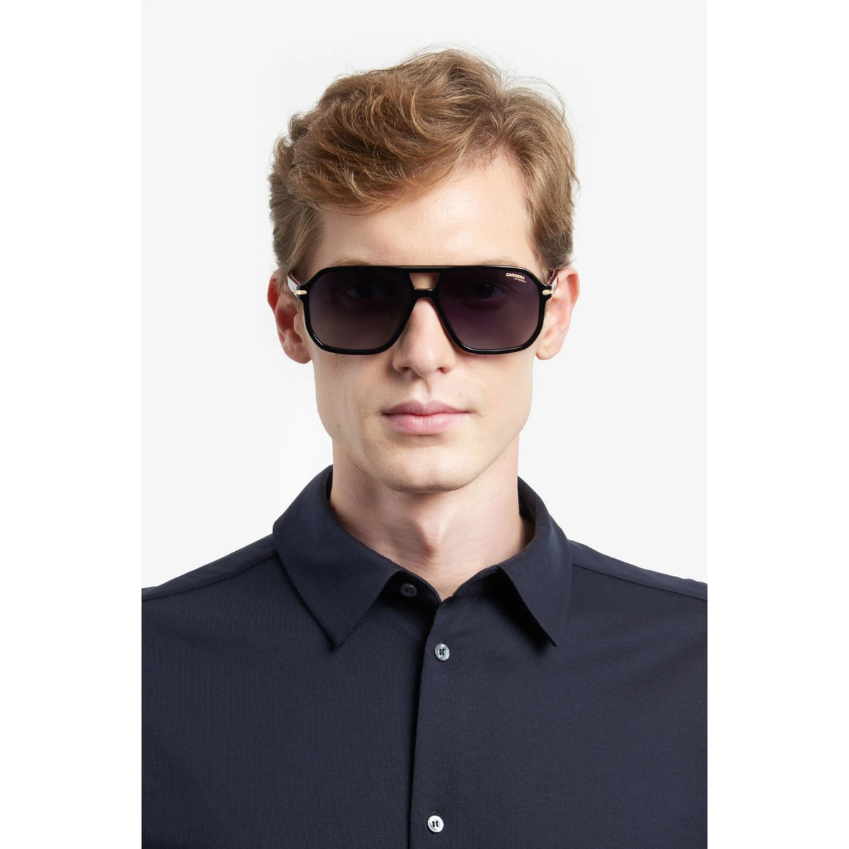 Carrera Aviador Negro Mate, Lente Gris Polarizado — Caballero