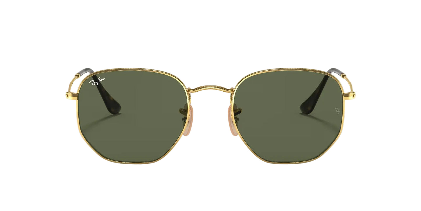 Ray-Ban Hexagonal Flat, Marco Dorado, Cristal Verde — Unisex