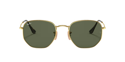 Ray-Ban Hexagonal Flat, Marco Dorado, Cristal Verde — Unisex