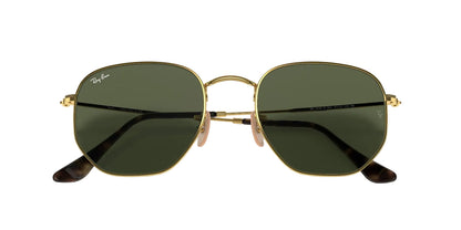 Ray-Ban Hexagonal Flat, Marco Dorado, Cristal Verde — Unisex